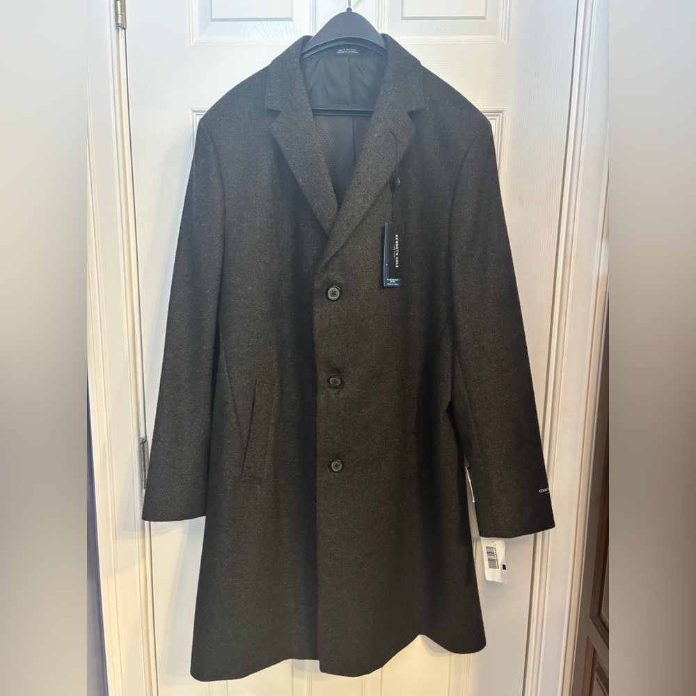 NWT Kenneth Cole New York Men’s Weather-Ready Top Coat Charcoal Gray Sz 46 Long